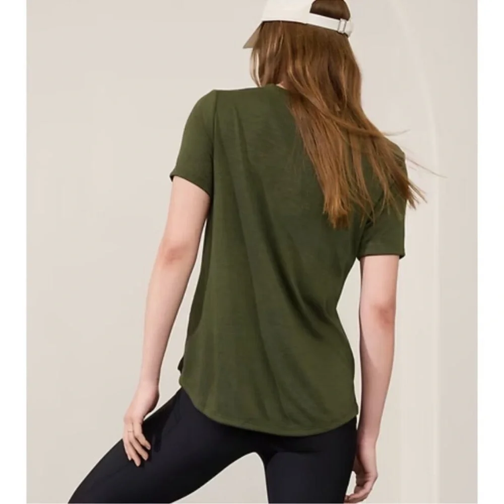 Athleta Olive Green Short Sleeve Tee - Picture 2 of 12